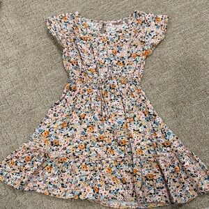 Willow Floral Kids Dress - Pink and Orange